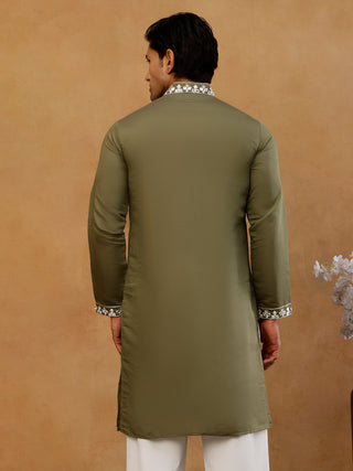 Men's Silk Embroidered Kurta