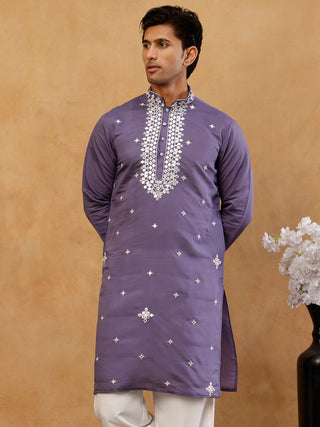 Men's Silk Embroidered Kurta