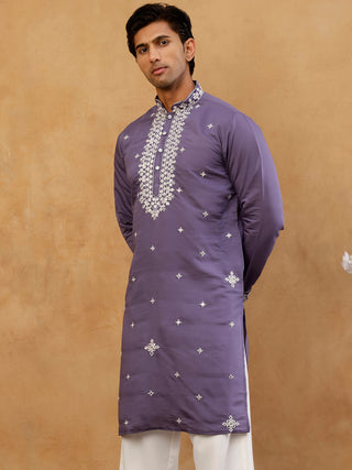 Men's Silk Embroidered Kurta