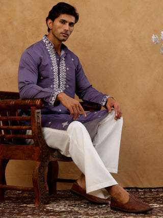 Men's Silk Embroidered Kurta