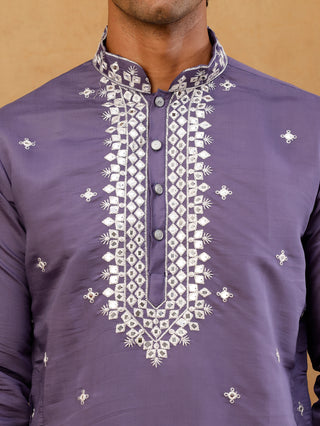 Men's Silk Embroidered Kurta