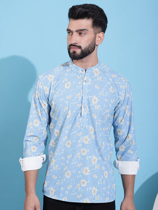 Men Printed Corduroy Short Kurta