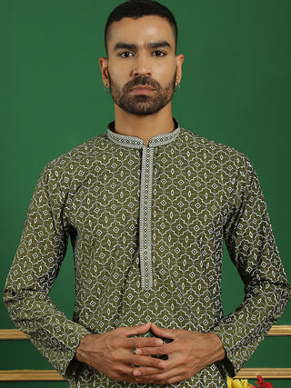 Men Purple Embroidered and Sequence Kurtas