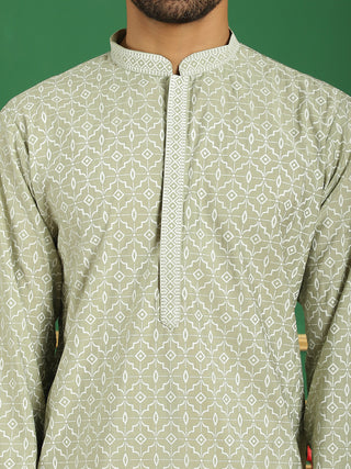 Men Blue Embroidered and Sequence Kurtas
