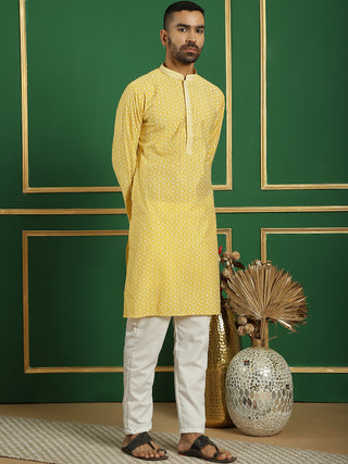 Men Grey Embroidered and Sequence Kurtas