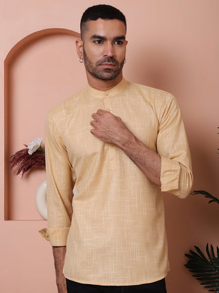 Men Woven Design Short Kurta