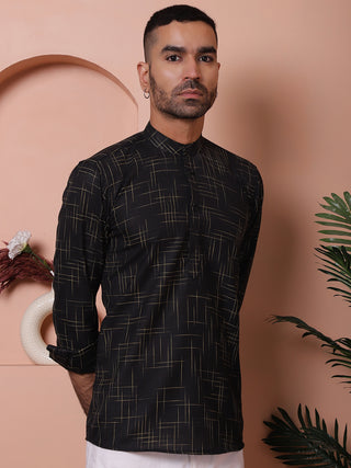 Men Woven Design Short Kurta