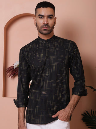 Men Woven Design Short Kurta