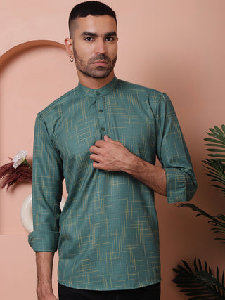 Men Woven Design Short Kurta