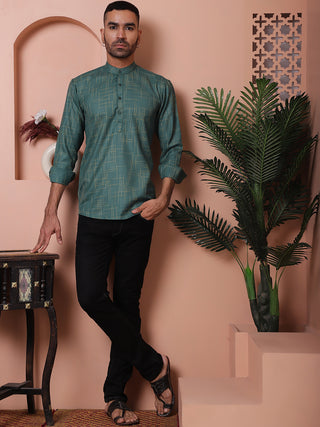 Men Woven Design Short Kurta