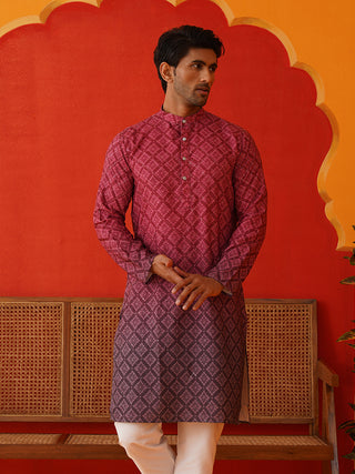 Maroon Ombre Printed Kurtas For Men