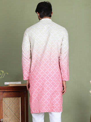 Peach Ombre Printed Kurtas For Men