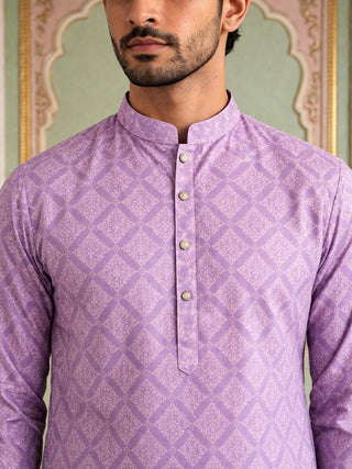 Purple Ombre Printed Kurta For Men