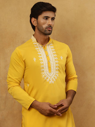 Silk Blend Embroidered Ethnic Kurta