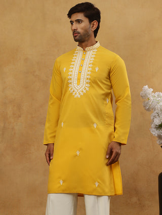 Silk Blend Embroidered Ethnic Kurta