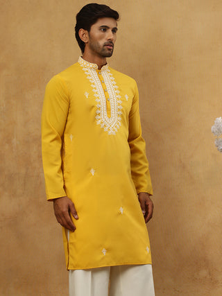 Silk Blend Embroidered Ethnic Kurta