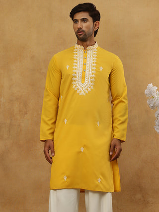 Silk Blend Embroidered Ethnic Kurta
