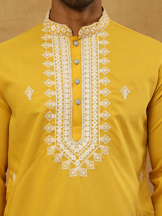 Silk Blend Embroidered Ethnic Kurta