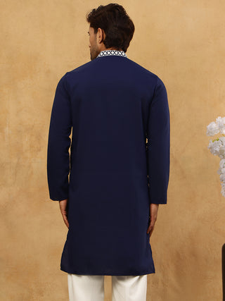 Silk Blend Embroidered Ethnic Kurta