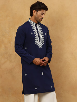Silk Blend Embroidered Ethnic Kurta
