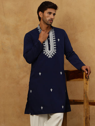 Silk Blend Embroidered Ethnic Kurta