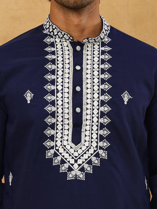 Silk Blend Embroidered Ethnic Kurta