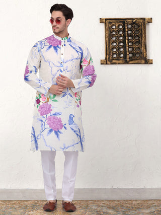 Men's Animal Printed Pure Cotton Straight Kurtas