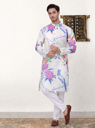 Men's Animal Printed Pure Cotton Straight Kurtas