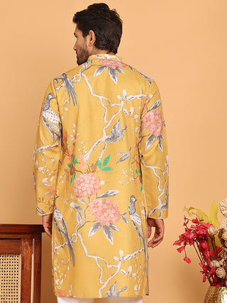 Men's Animal Printed Pure Cotton Straight Kurtas.