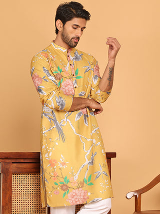 Men's Animal Printed Pure Cotton Straight Kurtas.