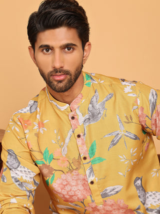 Men's Animal Printed Pure Cotton Straight Kurtas.