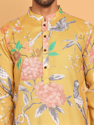 Men's Animal Printed Pure Cotton Straight Kurtas.