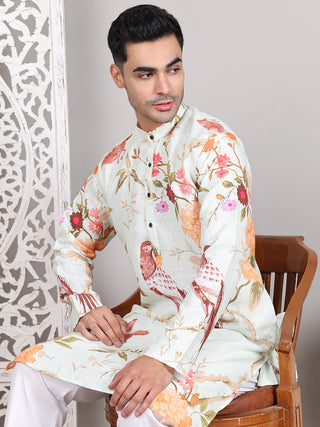 Men's Animal Printed Pure Cotton Straight Kurtas