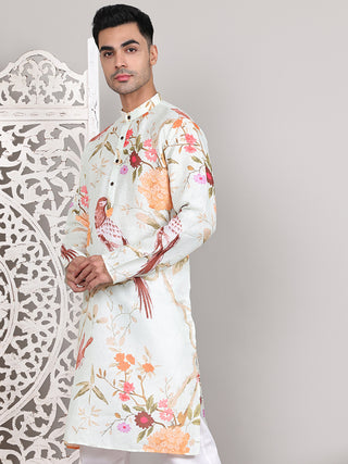 Men's Animal Printed Pure Cotton Straight Kurtas