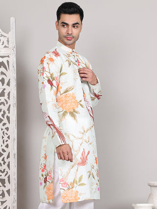 Men's Animal Printed Pure Cotton Straight Kurtas