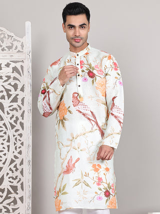 Men's Animal Printed Pure Cotton Straight Kurtas