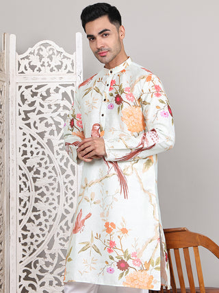 Men's Animal Printed Pure Cotton Straight Kurtas