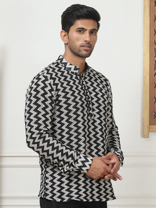 Woven Design Cotton Short kurta for Men