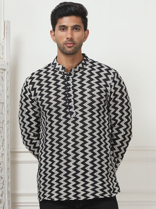 Woven Design Cotton Short kurta for Men