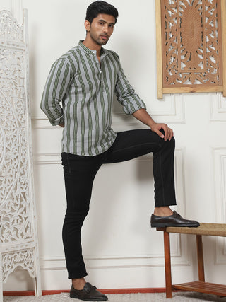 Woven Design Cotton Short kurta for Men