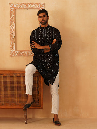 Embroidered & Sequin Cotton Blend Kurtas