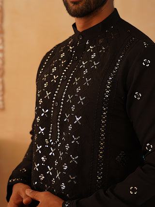 Embroidered & Sequin Cotton Blend Kurtas