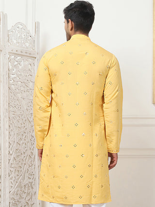 Embroidered & Sequin Cotton Blend Kurtas