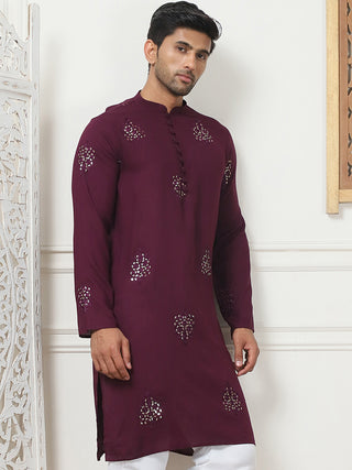 Embroidered Viscose Rayon Straight Kurtas