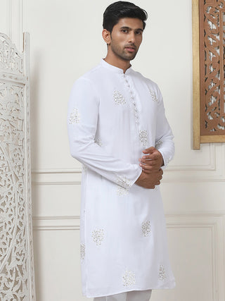 Embroidered Viscose Rayon Straight Kurtas