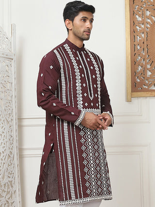 Embroidered & Sequin Cotton Blend Kurtas