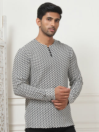 Woven Design Cotton Short kurta for Men