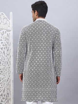 Men's Black Chikankari Embroidered and Sequence Kurtas