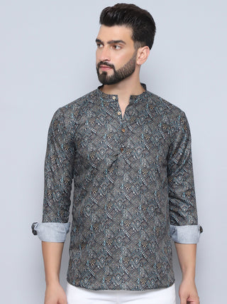 Printed Cotton Short kurta for Men