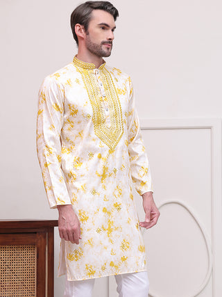 Stone Print With Embroidered kurtas